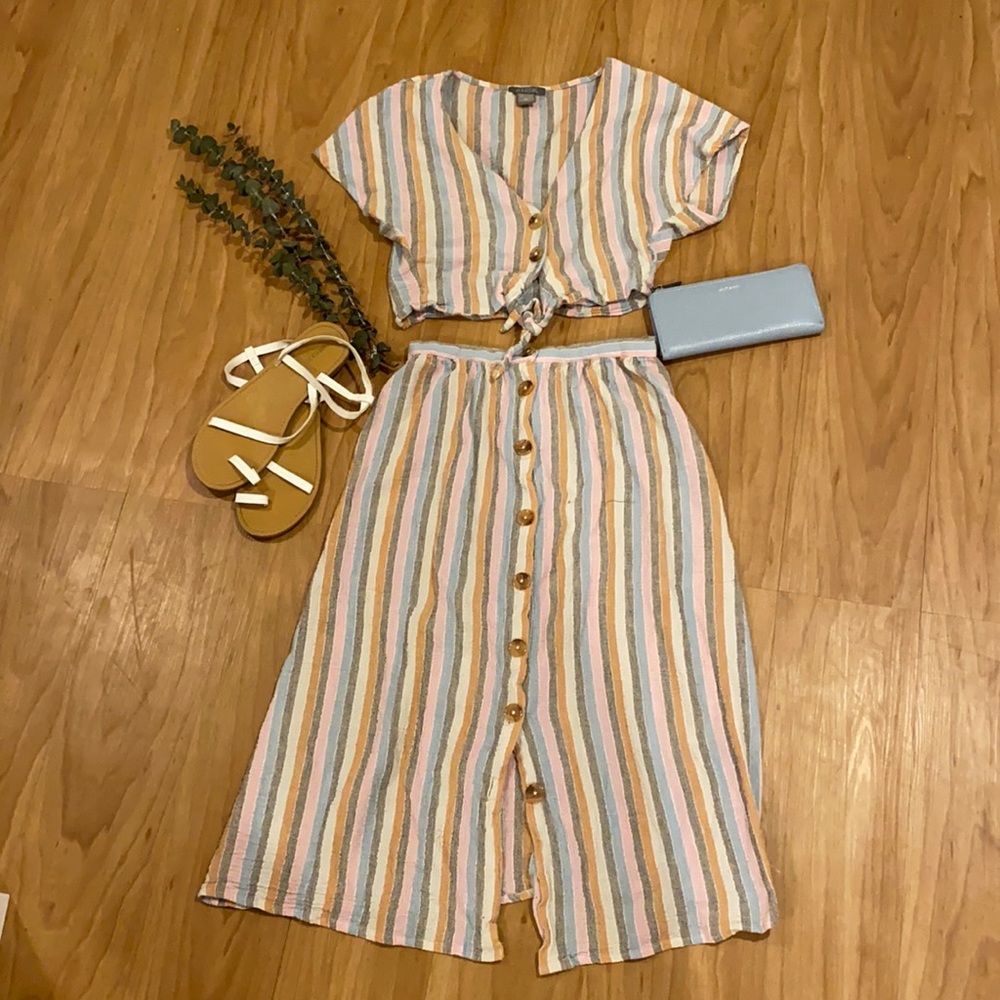 Angie Multicoloured Skirt and Crop Top Set